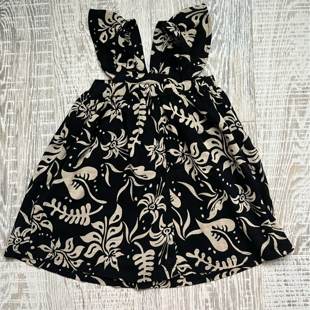 Gap girls sleeveless flowy floral dress black cream Size 3T muslin light weight